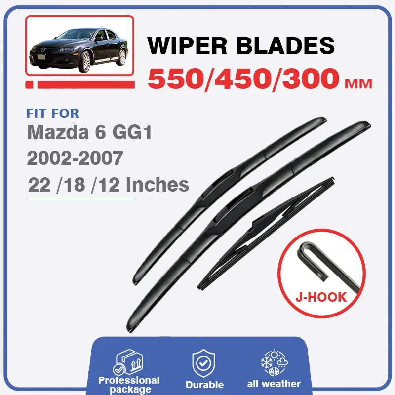 

LHD RHD Car Front Rear Wiper Blades For Mazda 6 Wagon GG1 2002-2007 Windshield Rubber Windscreen Window 22"+18"+12" Accessories