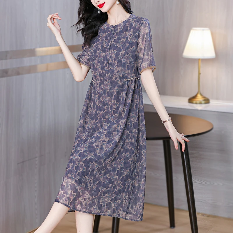 Синее шелковое платье NoEnName_Null