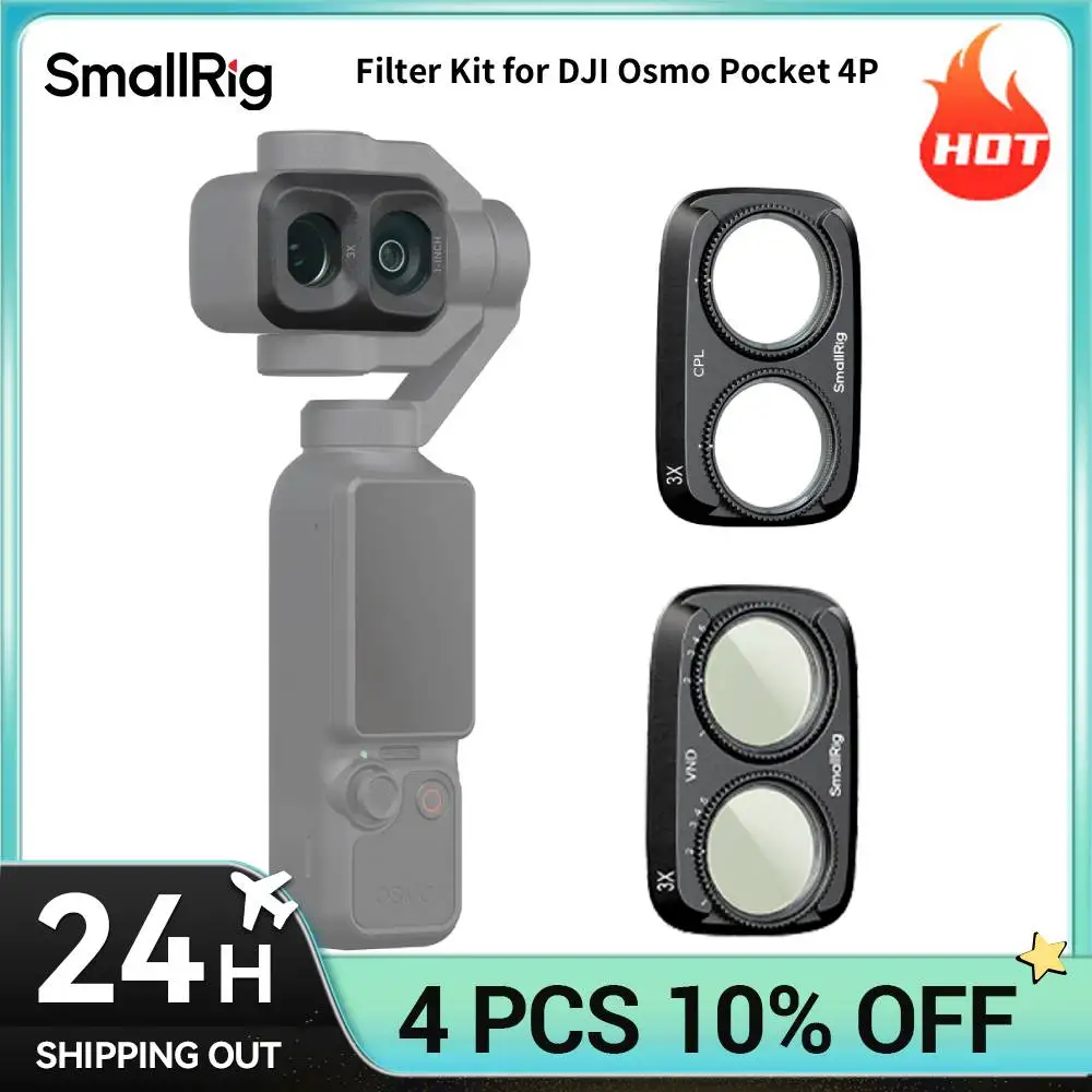 Фото Комплект фильтров SmallRig 4P для DJI Osmo Pocket 4P VND1-5 CPL с чистящей салфеткой для DJI Osmo Pocket 4P 6648 №1