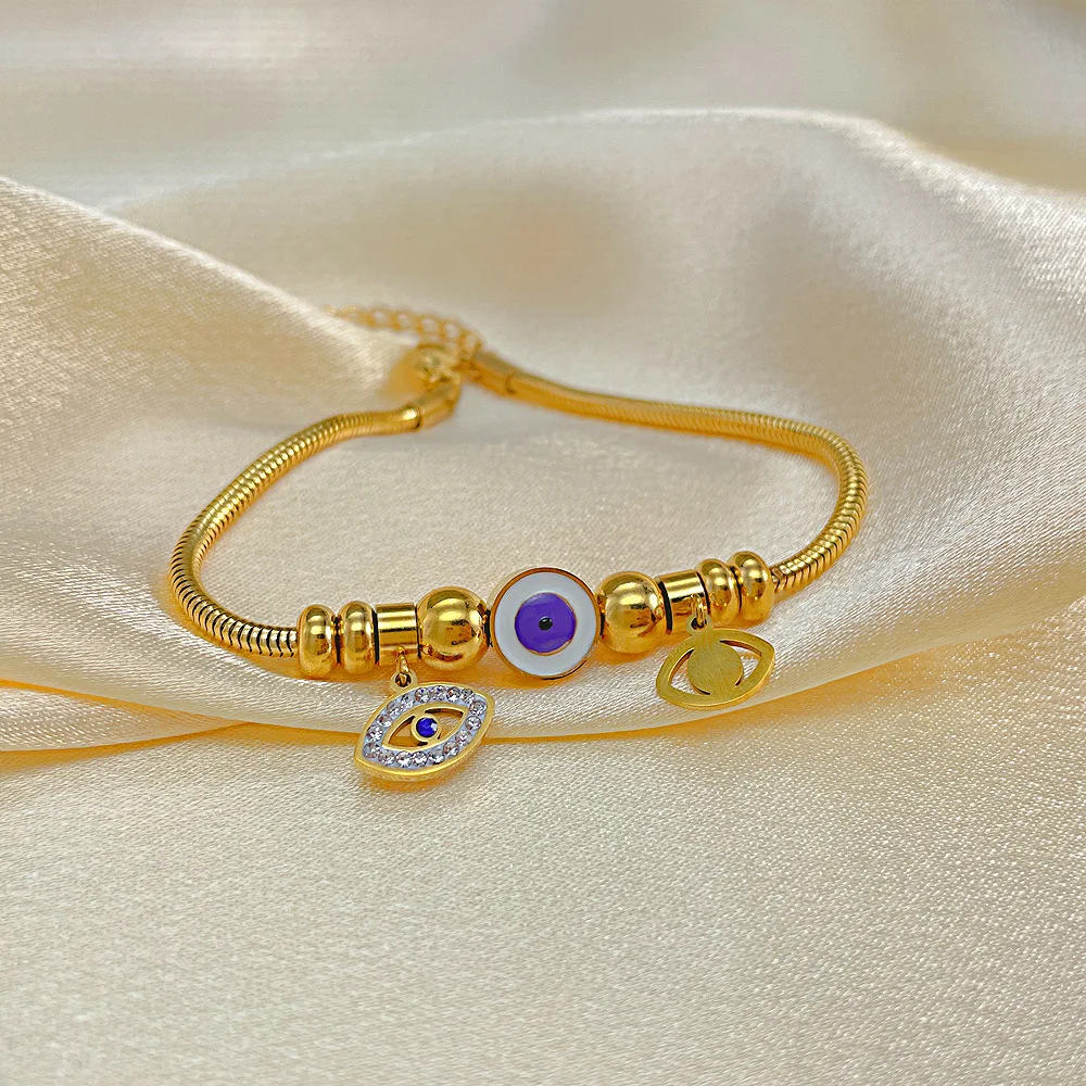 Dropshipping Titanium Steel Devil's Eye Hand Jewelry Wholesale Stainless  Personalized Gold Snake Bone Bracelet Female