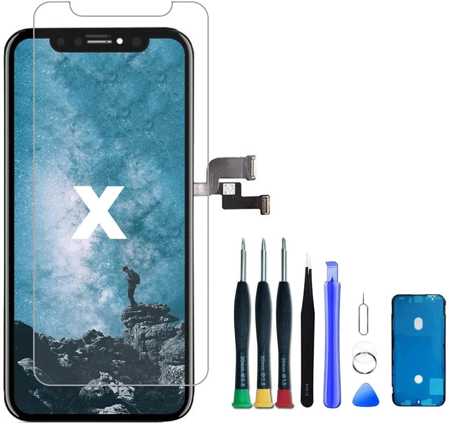 

Для замены экрана iPhone X 5,8 дюйма, ЖК-дисплей с сенсорным экраном и дигитайзером в сборе с 3D сенсорным экраном и инструментами для полного ремо...