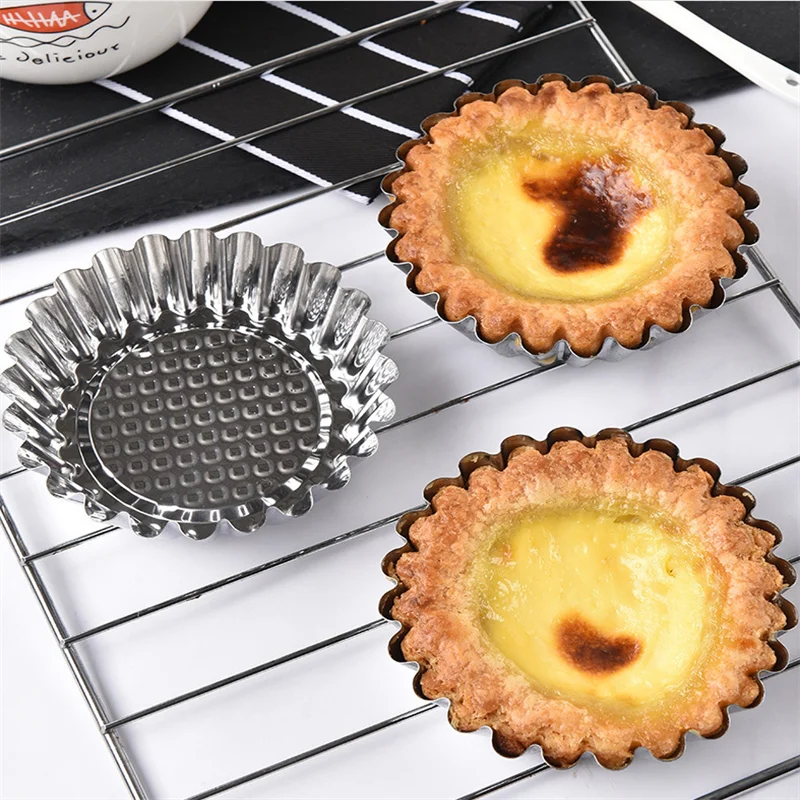 

5pcs 2.5 In Aluminum Alloy Egg Tart Mold Reusable Stainless Steel Cupcake Egg Baking Mold Pastry Tools Muffin Cake Mold Gadget.8