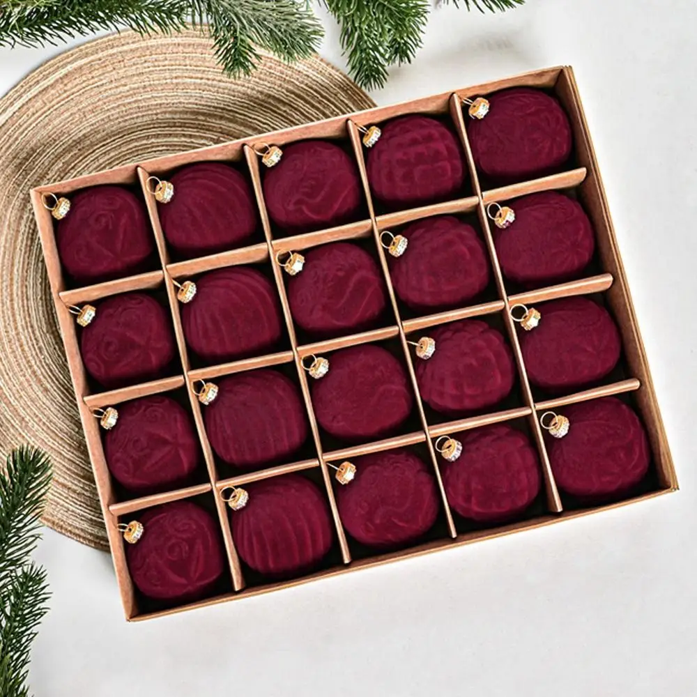 20 шт. 6 см флокированный рождественский шар подвеска небьющиеся бархатные