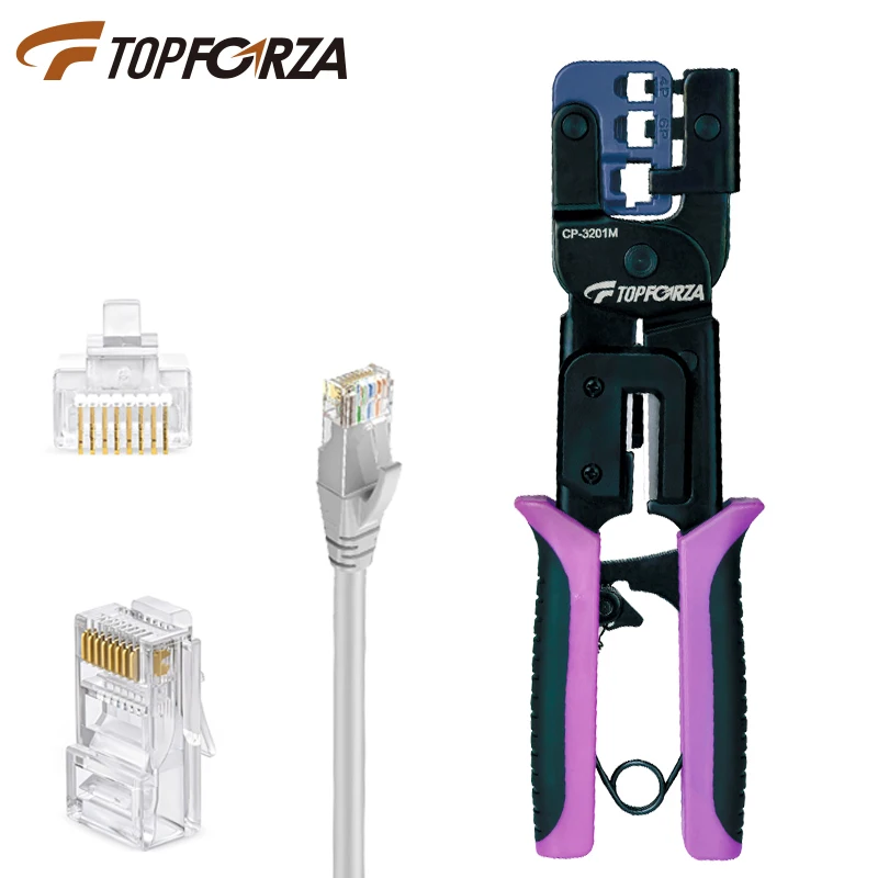 Topforza RJ45 Crimper Network LAN Cable Stripper Cutter Ethernet Modular Plug Crimping Pliers  6P/8P Connector Press Tools