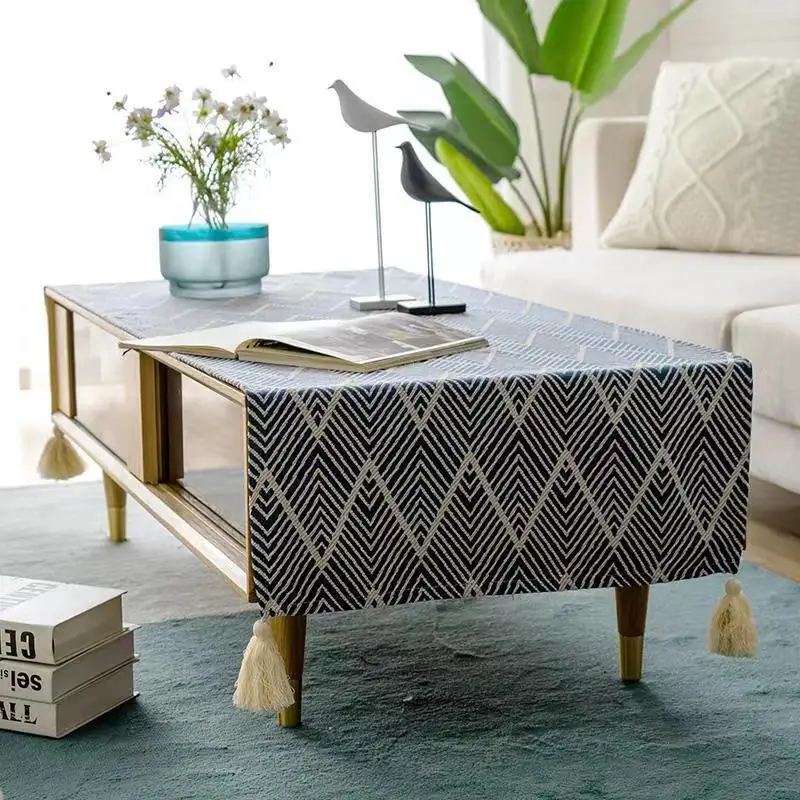 

Corrugated Cotton Linen Thickened Nordic Tea Table Tablecloth Cloth Art Living Room Study Decoration