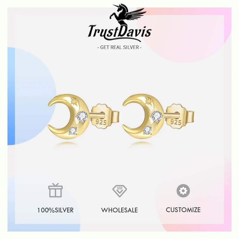 Женские серьги-гвоздики из серебра 925 пробы с цирконом