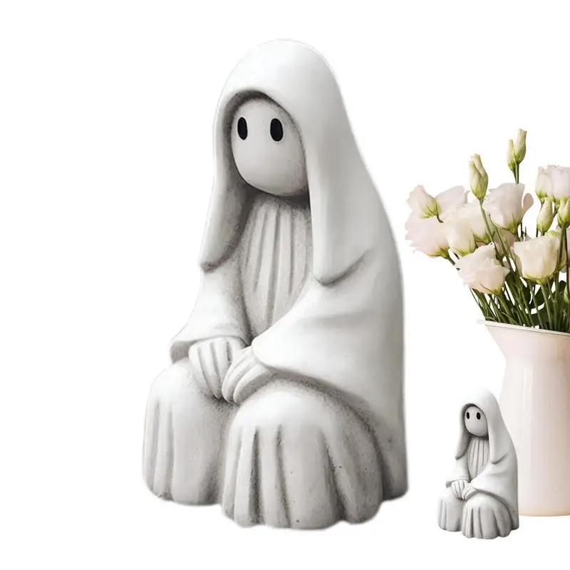 

Украшение для сада на Хэллоуин, скульптура ведьмы, поделки из смолы, милые садовые статуи призрака для газона, двора, крыльца, уличное украшение