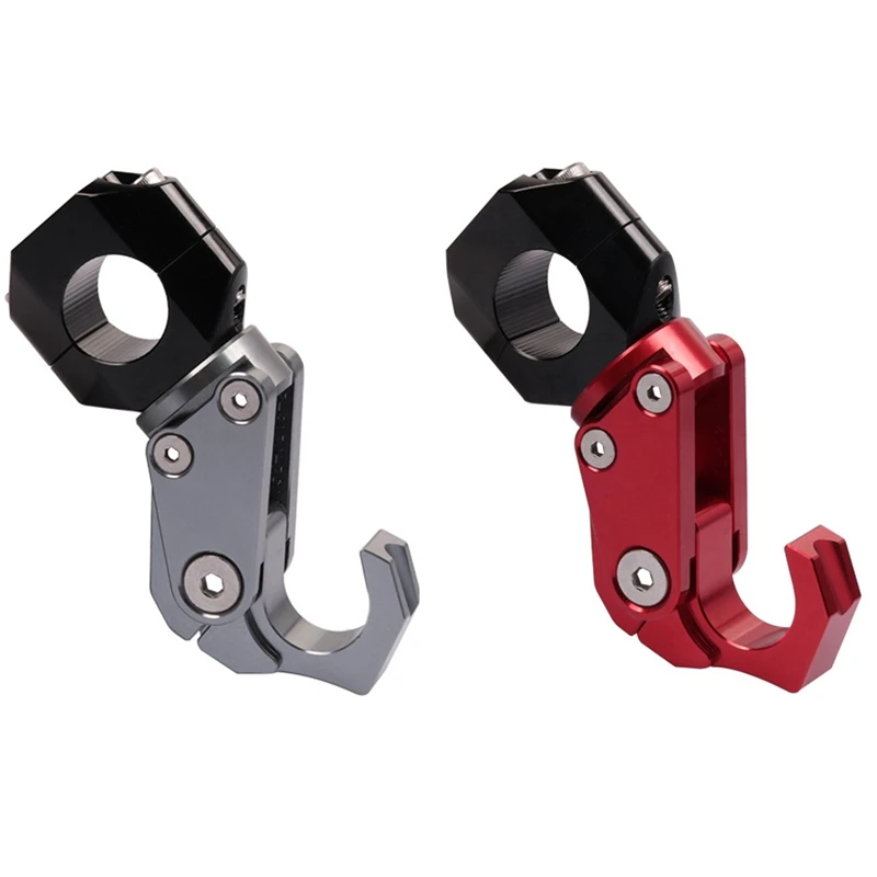 

2Pcs Motorcycle Helmet Storage Hook Folding Hanger Hook For Honda PCX 125 150 ADV125 ADV150 18-20,Red & Titanium
