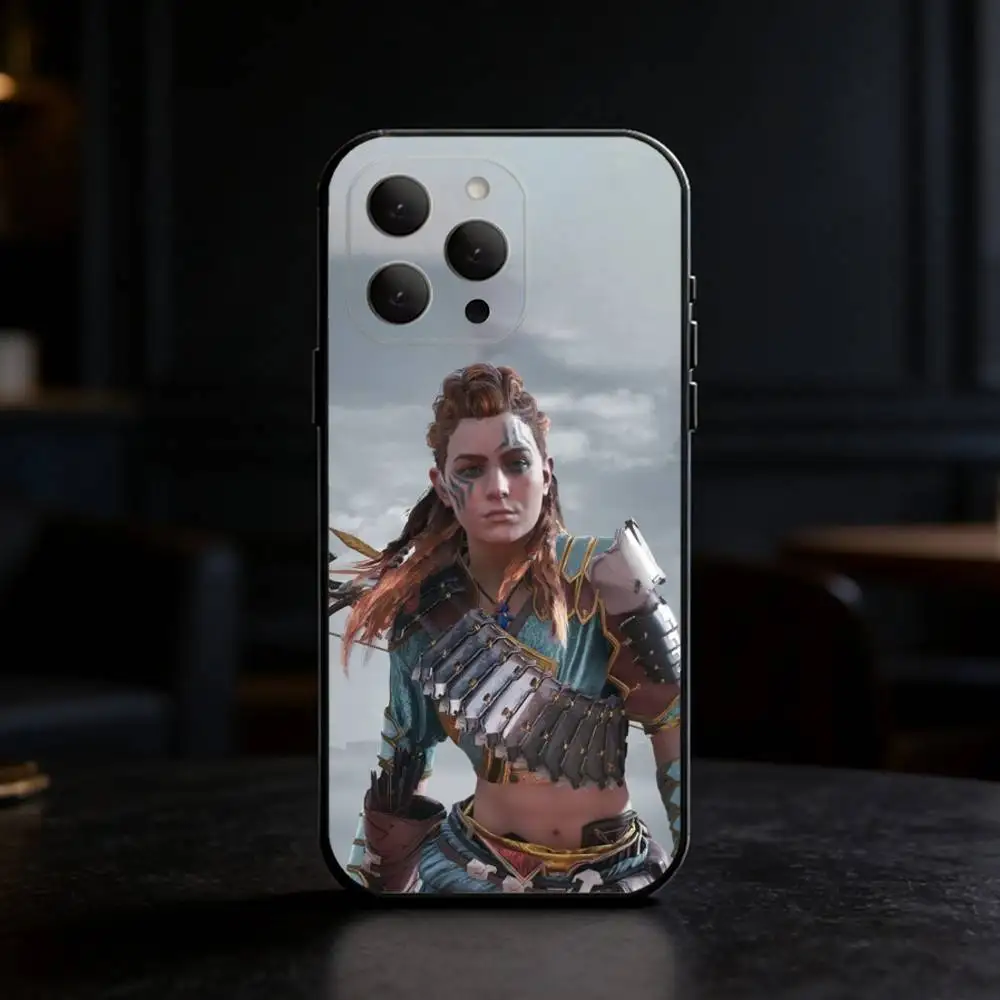 Фото Чехол для телефона Aloy H-Horizon Z-Zero Dawn для iPhone 17, 16, 15, 14, 13, 12, 11 Plus, Pro, Max, Mini, силиконовый, черный, мягкий №4