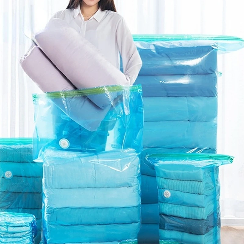 

Вакуумный компрессионный мешок большой емкости, утолщенный дорожный мешок для хранения одежды и одеял, герметичный, синий