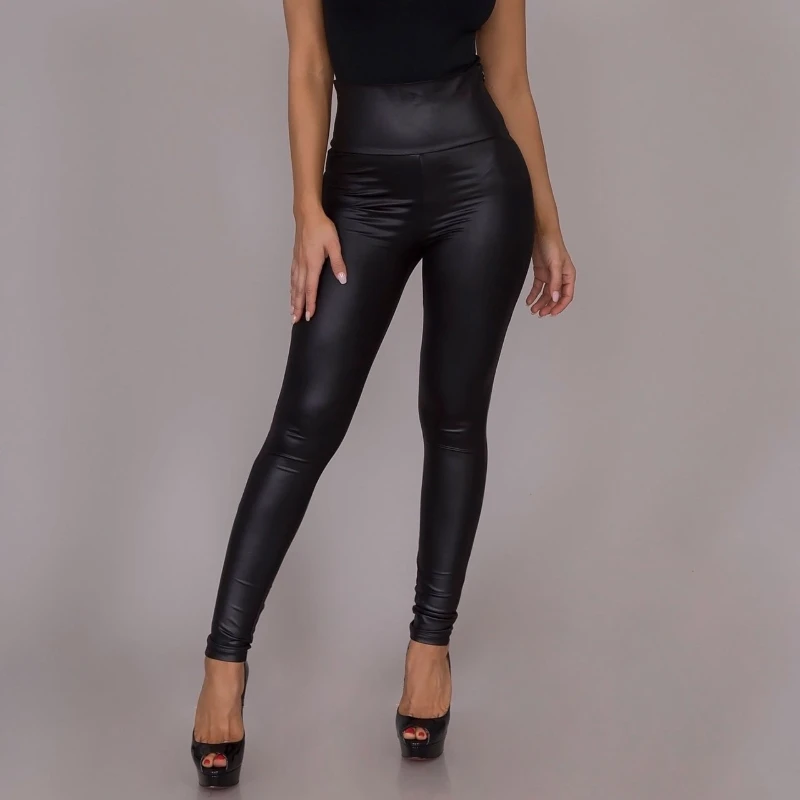 

Woman Pants Elasticated Trousers Straight Leg Tight Pants Winter Faux Leather Women Bottoms Pants Skinny High Waist Pencil Pants
