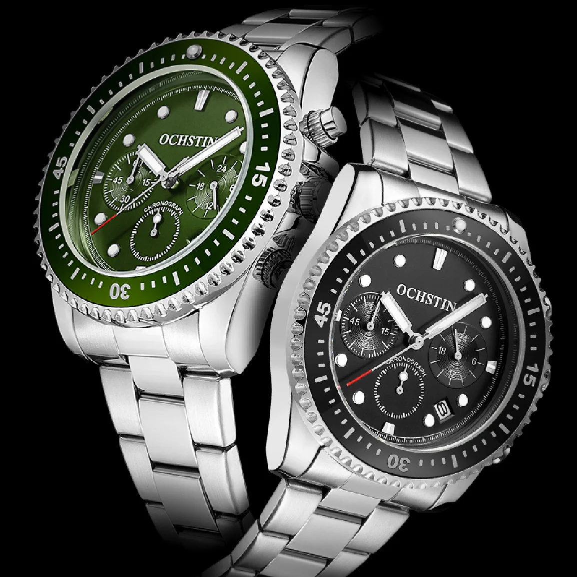 

OCHSTIN Stainless Steel Watches for Men Creative Luminous Dial with Chronograph Clock Male Casual Wristwatches Relogio Masculino