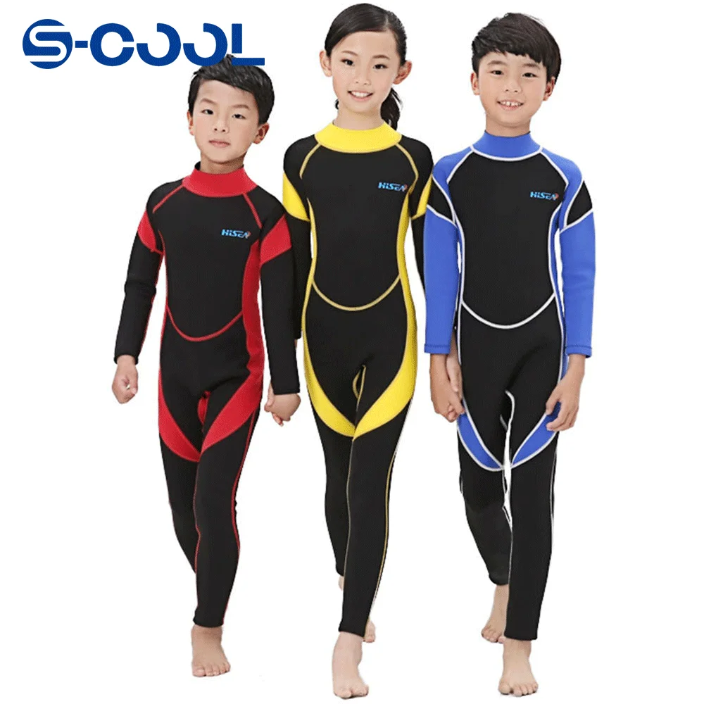 

Детские купальники 2,5 мм, костюмы для дайвинга, неопреновые гидрокостюмы для мальчиков и девочек, детские цельные костюмы с длинным рукавом для серфинга, Сноркелинга, топы, защита