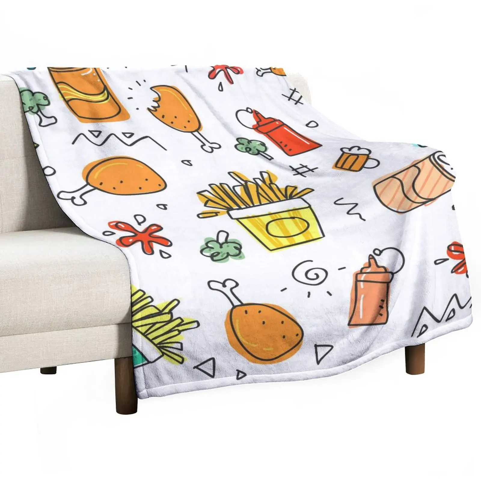 

Throw Blankets Cozy Lightweight Decorative Blanket for Women Men Teens Kids Fabric Flannel Blanket Cute Food