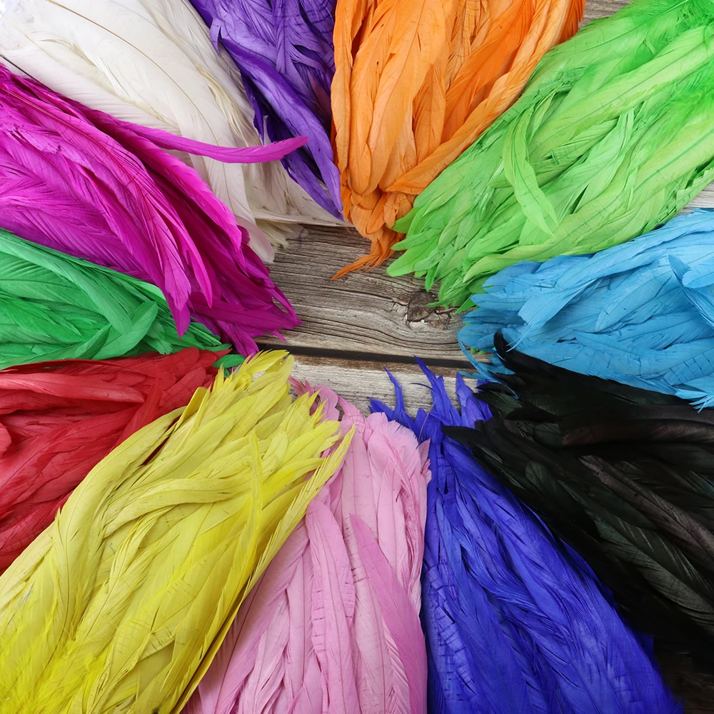 

1meter Natural Rooster Feather Trim for Party Dress Festivals Creative Clothing Accessories Height 25-30cm Cock Plumage Fringes