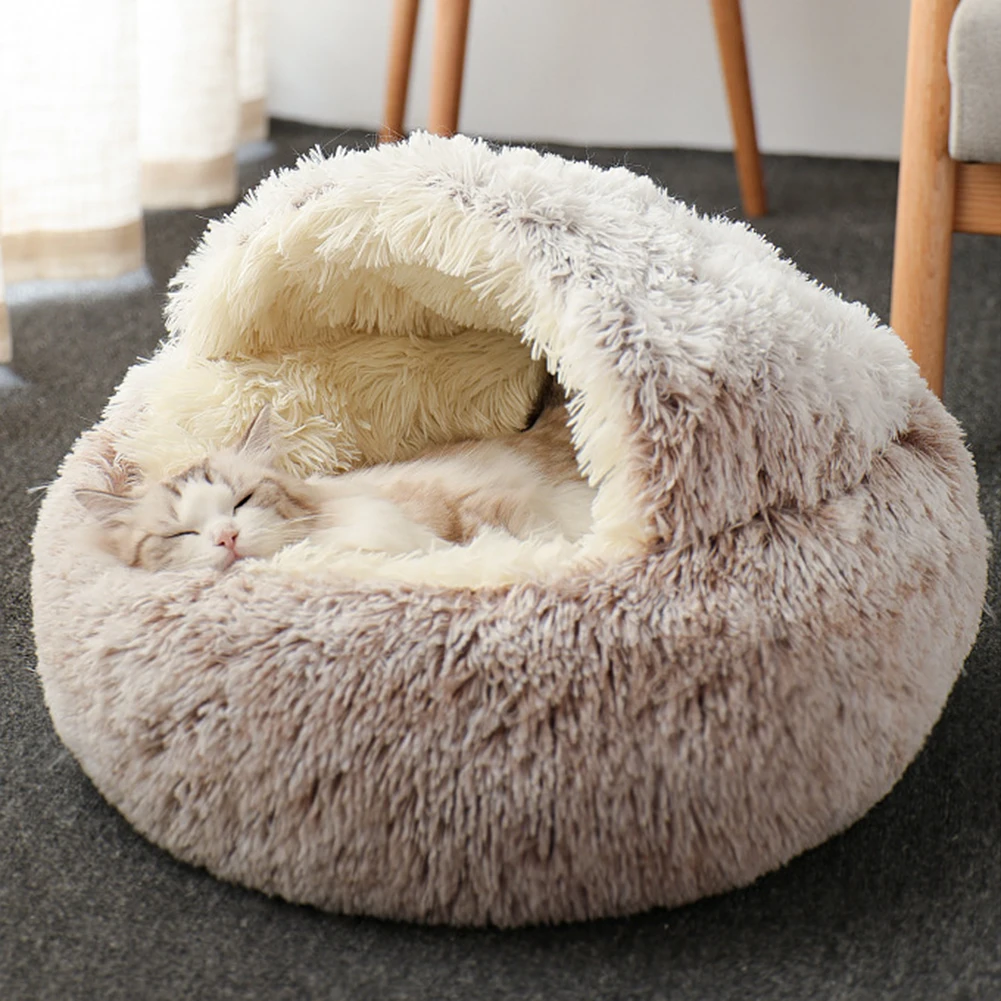 

Super Soft Cat Dog Bed Kennel Winter Warm Round Dog Puppy Sleeping Cushion Long Plush Pet Mat House