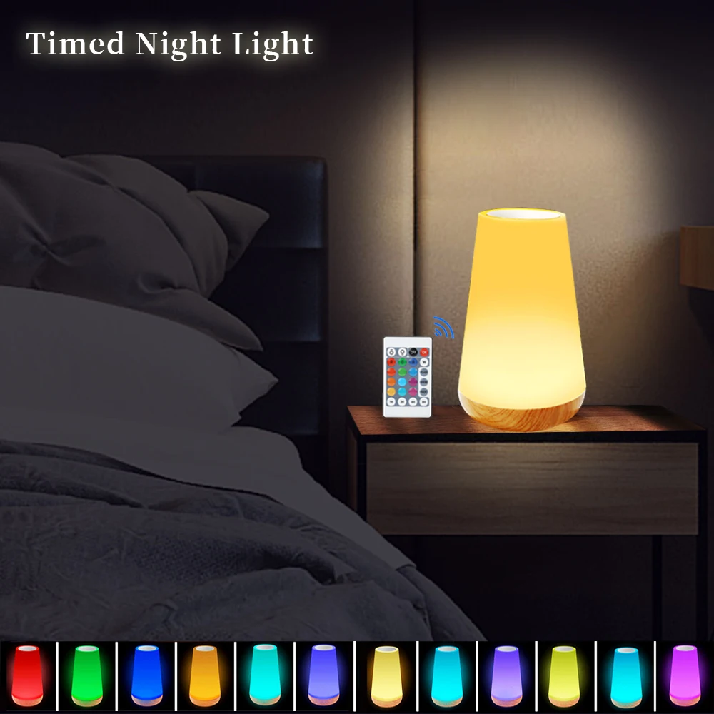 Color Changing Night Light RGB Remote Control Touch Bedside Lamps Dimmable Lamp Portable Table Rechargeable Night Lamp Outdoors