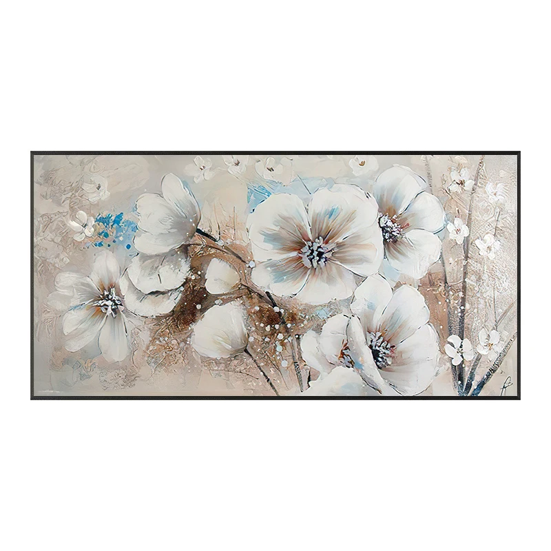 OQ 100% ручная роспись маслом на холсте Современная Абстрактная белая Цветочная