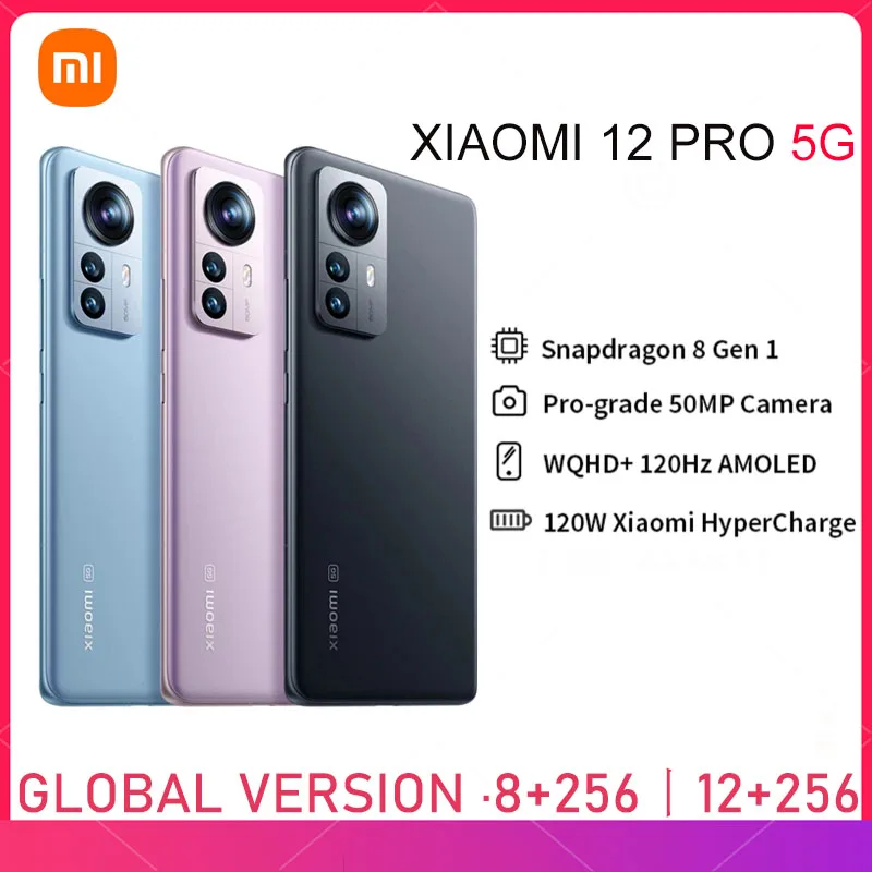 

Global Version Xiaomi Mi 12 Pro 5G Mobile Snapdragon 8 Gen 1 Octa Core 8GB/12GB 256GB 120Hz Display 120W Charging 50MP Camera