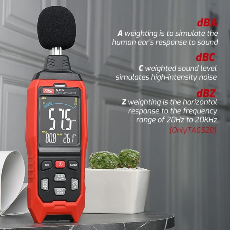 

TA652B Измеритель шума Промышленный тестер уровня звука Мониторинг в реальном времени для дома