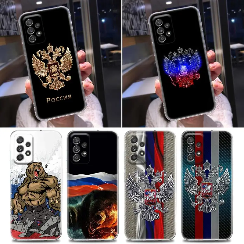 

Silicone Clear Case For Samsung Galaxy A52 A51 A53 A72 A71 A73 A32 A31 A33 A22 A11 Soft Cases Cover Russia Russian Flags Emblem