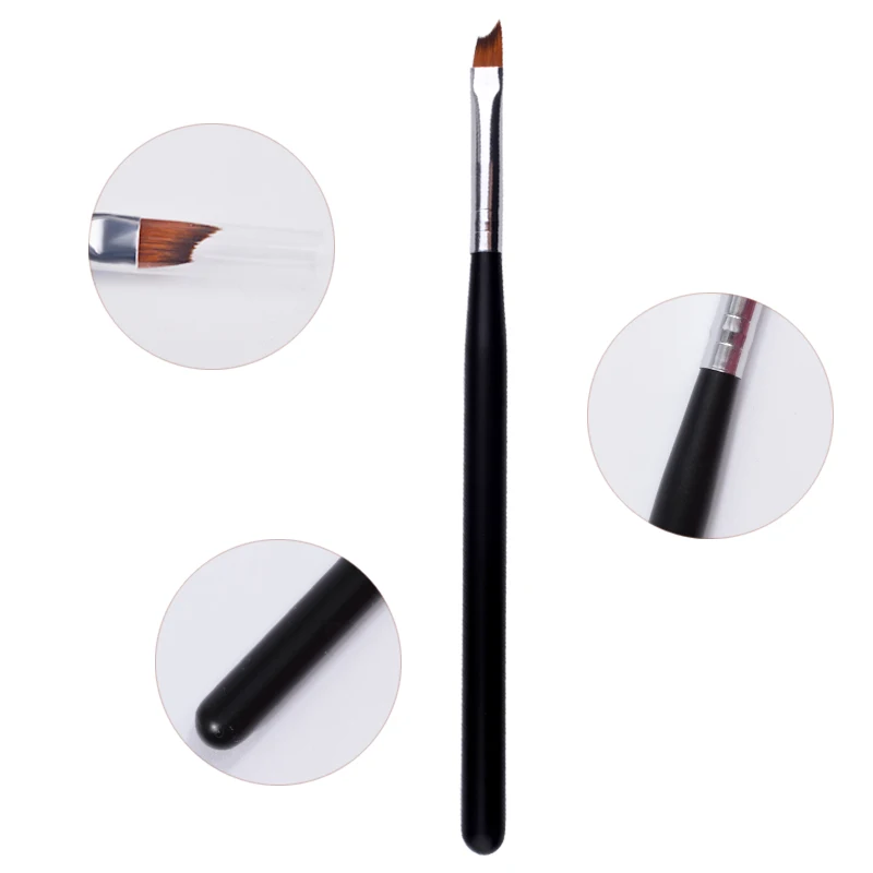 

1pcs French Tip Nail Brush Black Handle Design Half Moon Shape Acrylic UV Gel Drawing Painting Pen Manicure Nail Art Tool