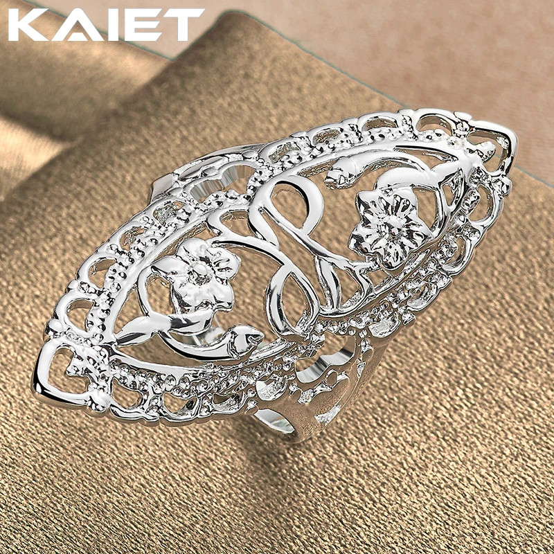 

KAIET 925 Silver Color Carving Flower 6-10# Ring for Women Fashion Classic Style Accessories Jewelry