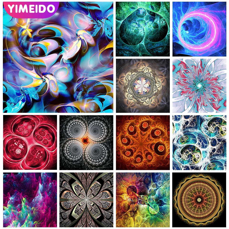 

Вышивка YIMEIDO, Алмазные цветы, красочная квадратная/круглая абстрактная мозаика 5D, алмазная живопись «сделай сам», рисунок мандалы, настенно...
