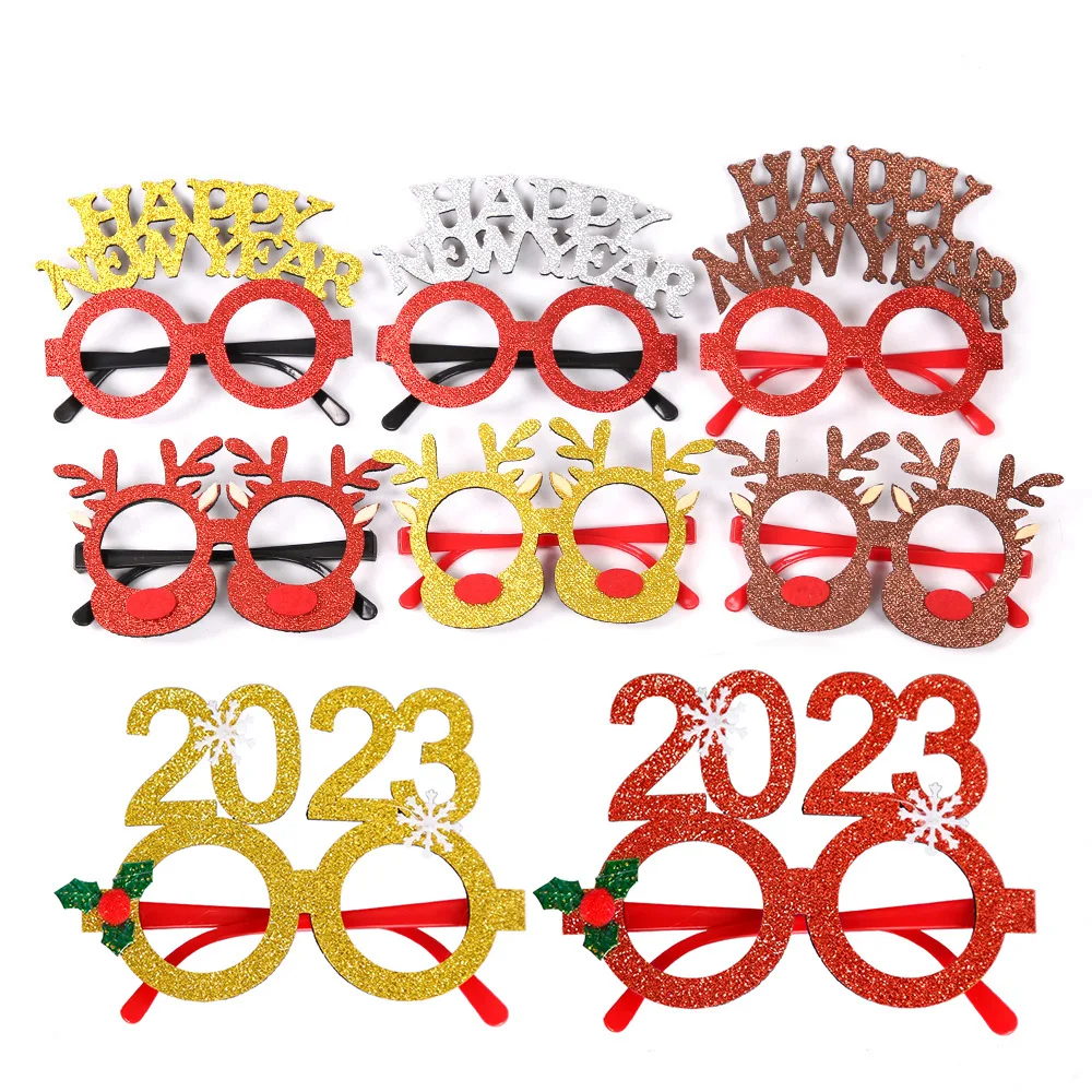 

2023 Cute Christmas Glasses New Year Glasses Headband Christmas Party Decorations Xmas Gifts 2022 Take Photo Prop