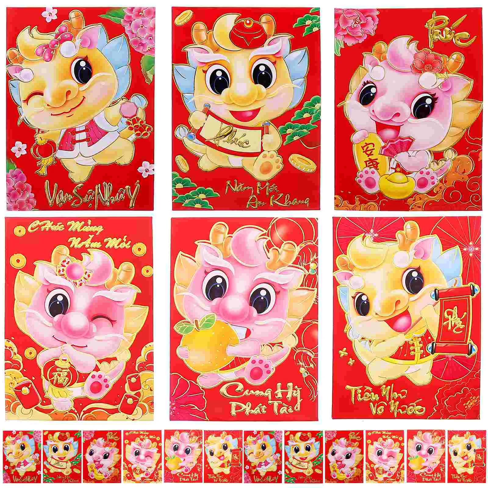 

30 Pcs Decorative Envelopes Chinese Style Red Traditional Pocket New Year Packets Cute Dragon