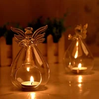 hot fashion creative angel glass hanging tea lamp candle holder family room party decorative candlestick
