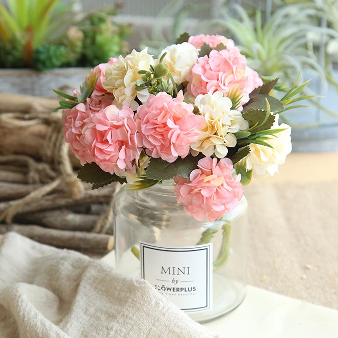 

Flower of Art Artificial Flowers Chrysanthemum Ball 10 Heads Hydrangea Silk Faux,DIY Home Office Coffee House Wedding Decoration