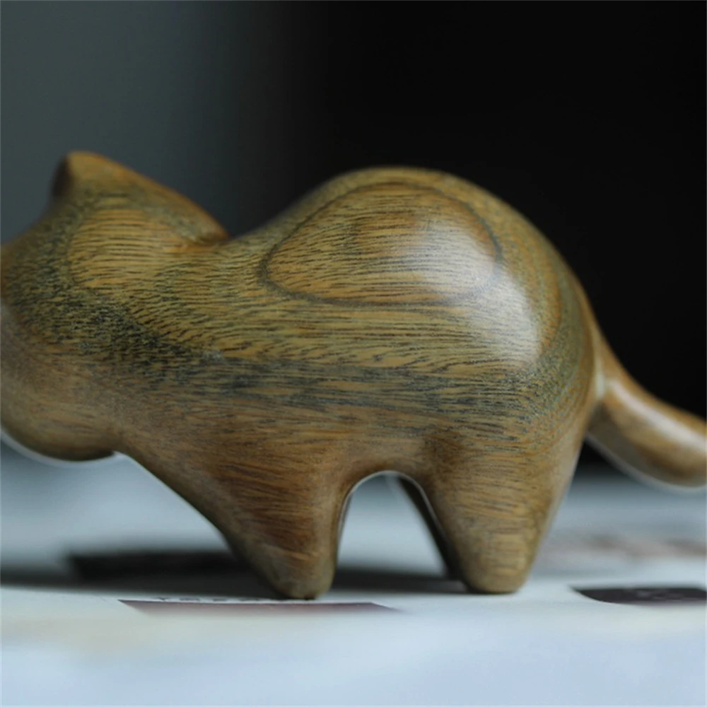

Sandalwood Big Eyes Table Decoration Wooden Cat Statue Ornament Ornaments For Home Office Room Cat Statue Desk Ornaments Cute