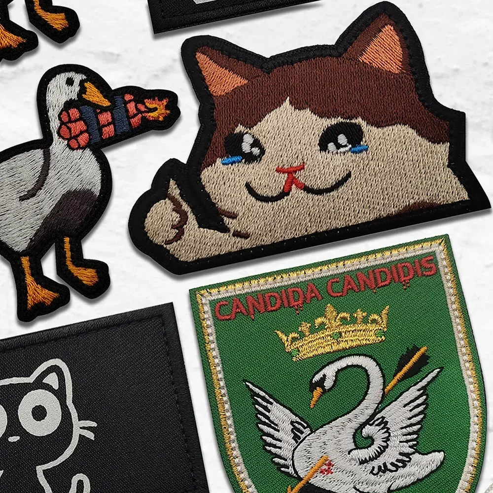 Нашивки с вышивкой Кошка ножом забавная мультяшная боевая повязка на руку