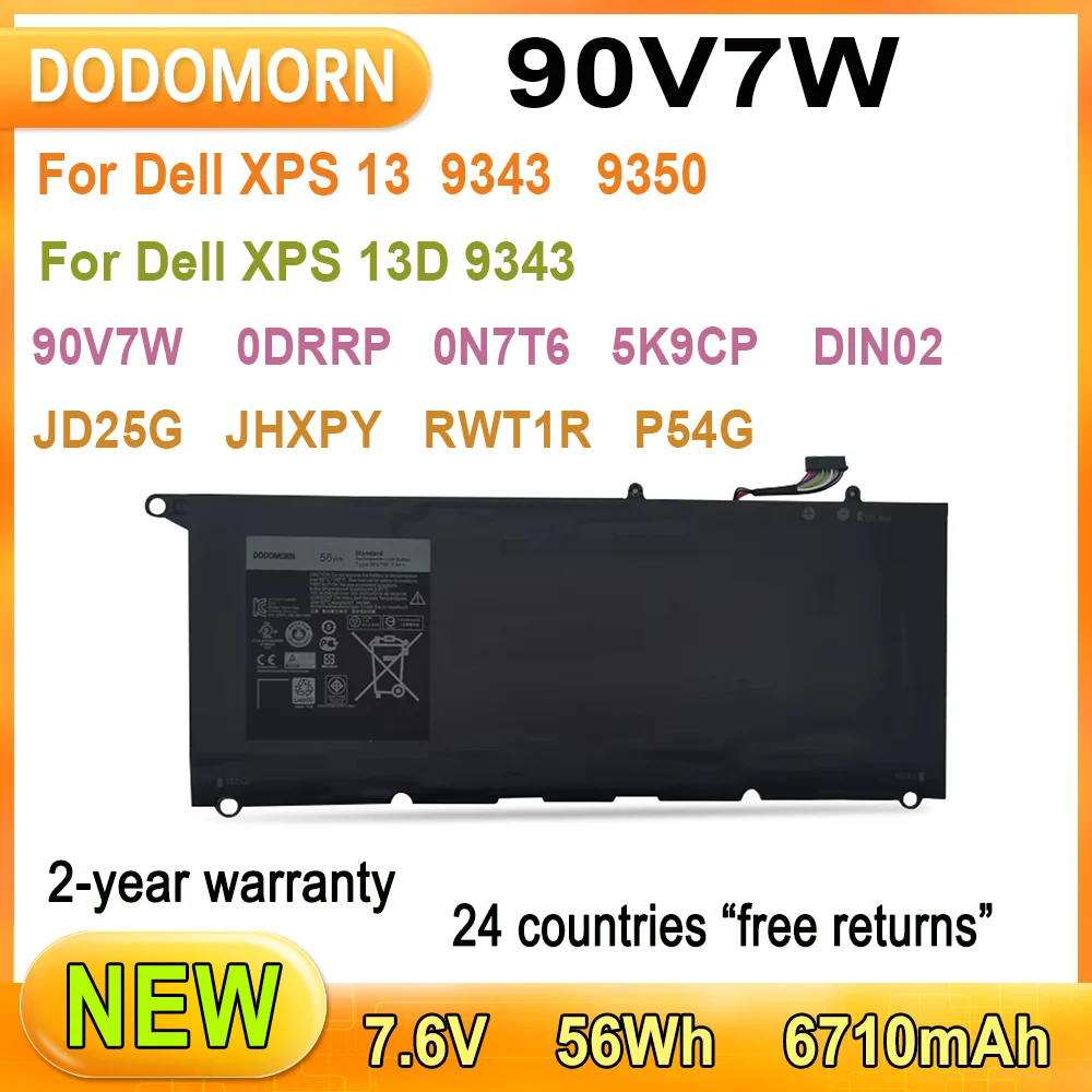 Новый аккумулятор для ноутбука 90 Вт Dell XPS 13 9343 9350 13-9350-D1508 13D 13D-9343-1508 6710 мАч 56 Втч