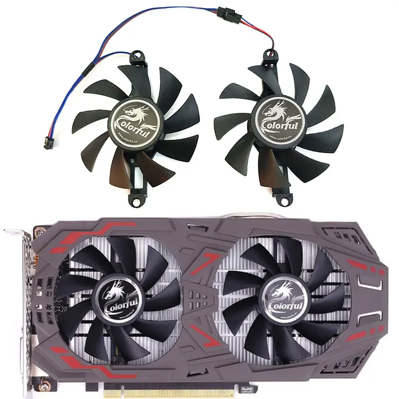 

NEW 75MM 4PIN P106-100 GTX 1050 TI GPU Fan，For Colorful GeForce GTX 1060 1050TI 1050 960 950 Graphics card cooling fan