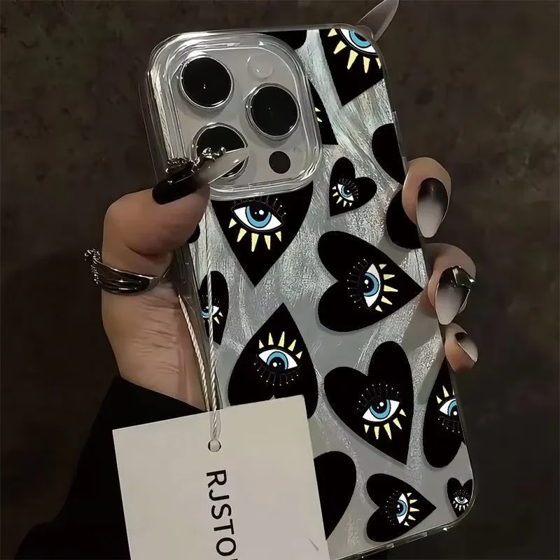 Фото Чехол для телефона Blue Eyes Evil Eye Black Heart для iPhone 17 Air 16 e 15 14 13 12 11 Pro Max Plus SE 2020 2022 №2