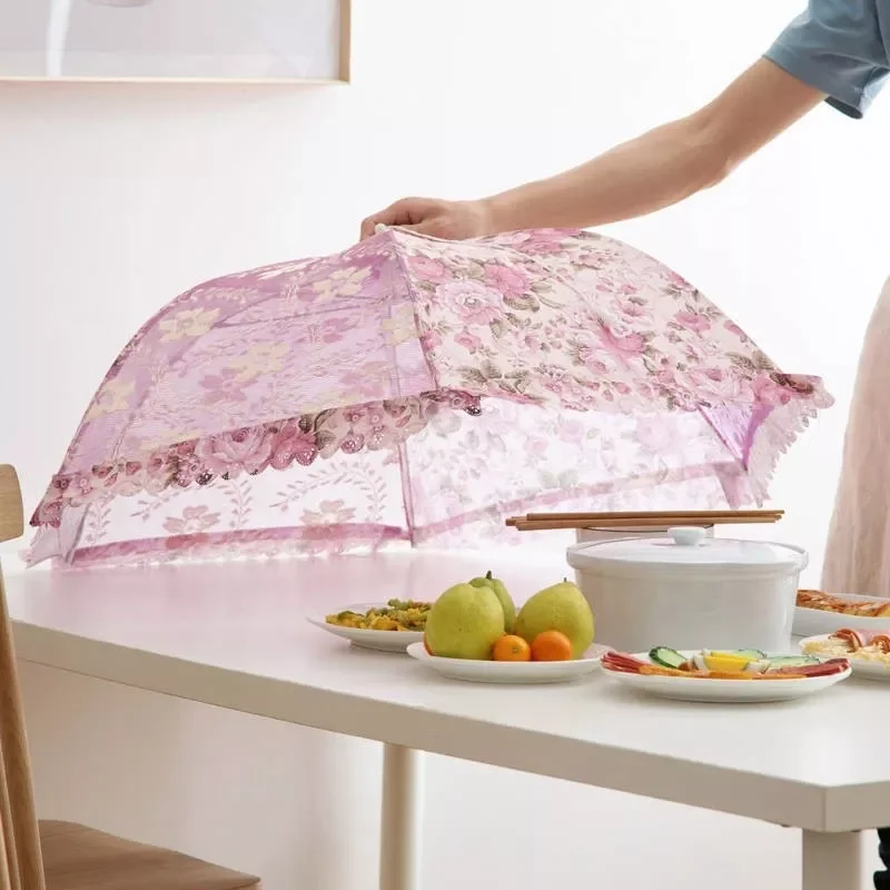 

2022 Table Cover Fly Proof Stain Proof Table Cover Food Cover Lace Mesh Folding Vegetable Cover