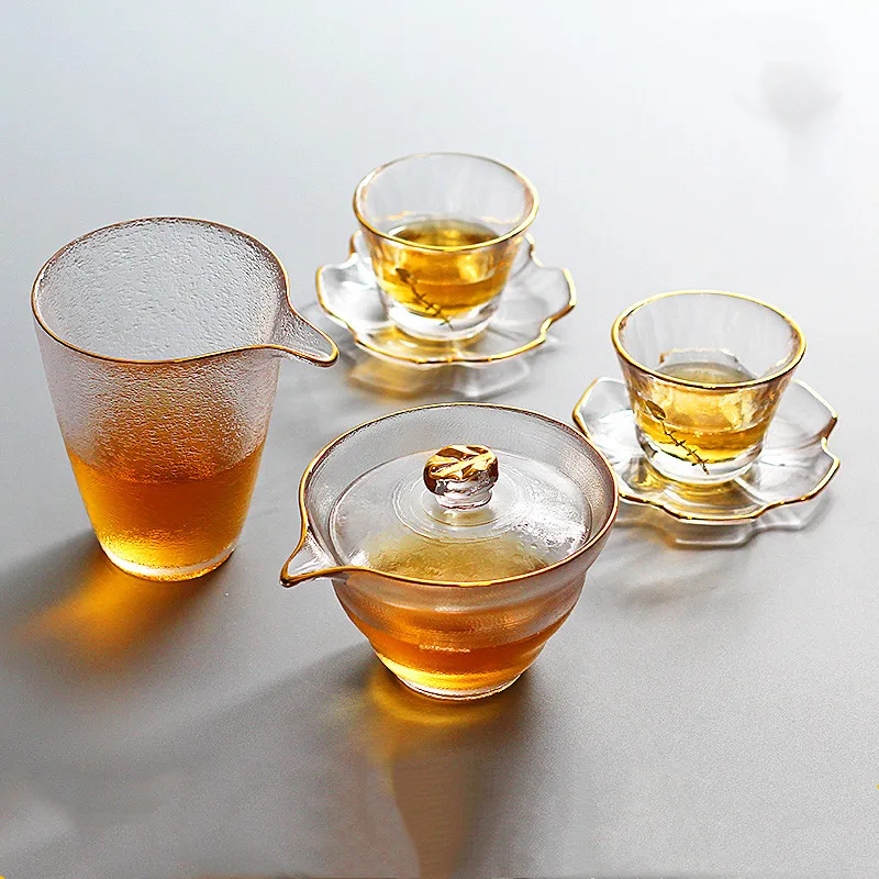 

tea set Chinese Kung Fu Tea household teapot hand-built glassware flower tea divider fair cup unique