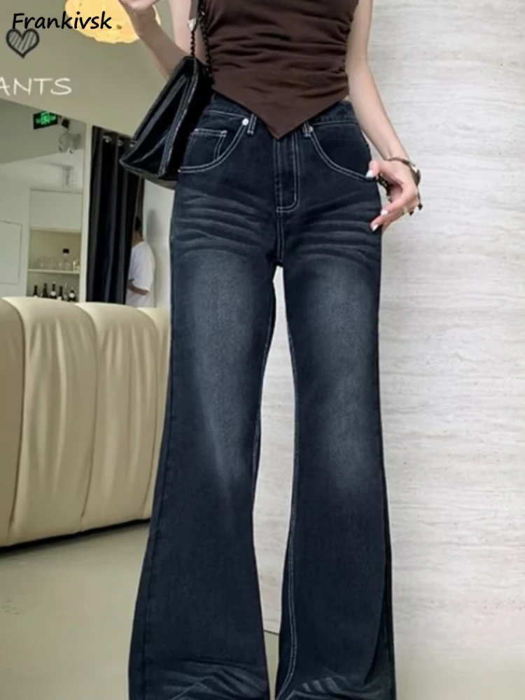 

Flare Jeans Women American Style Hotsweet High Waist All-match Streetwear Vintage Washed Denim Chic Y2k Summer Popular College