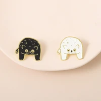 black and white cat brooch kawaii spotted animal male and female lovers personalized neckpin pin badge accessories medal gifts