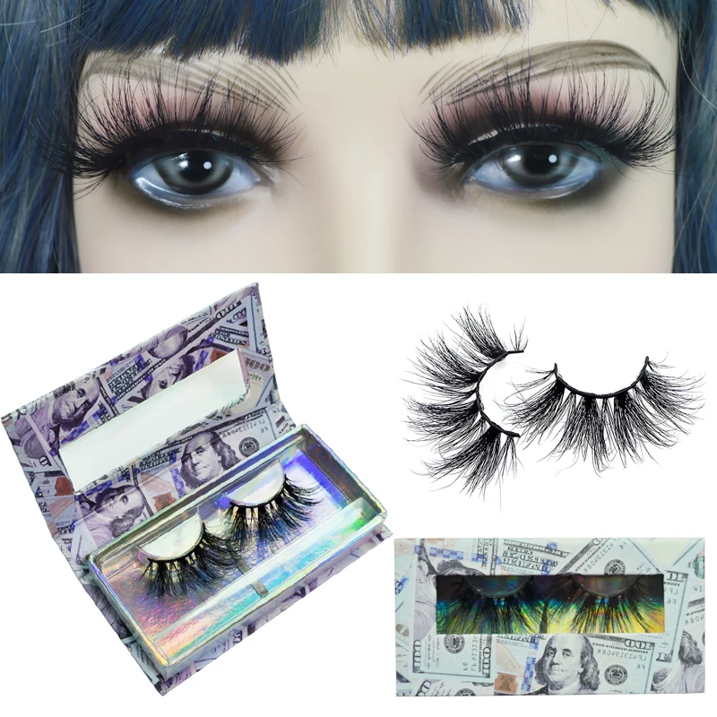 

QSTY 1Pairs Eyelashes 25 mm 3d Mink False Lashes Natural Thick Long Bulk Faux with Custom Box Wispy Wholesales Eyelash Extension