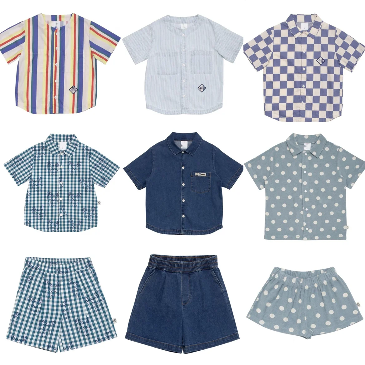

Jenny&Dave 2023 Spring/Summer New Collection Boys' English Style Simple Casual Striped Checkered Short Sleeve Shirt Shorts for C