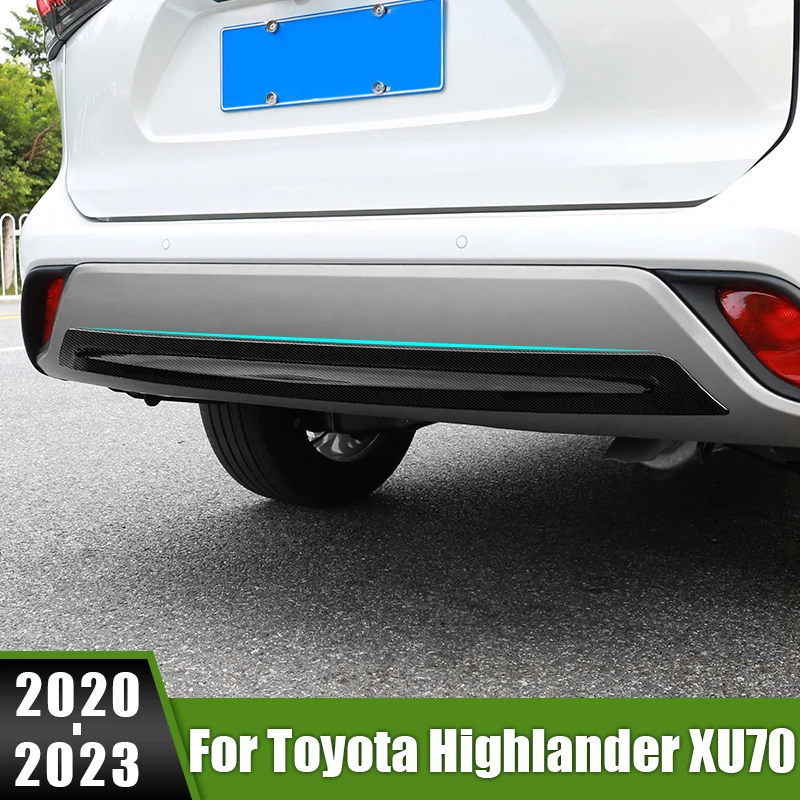 

For Toyota Highlander XU70 Kluger 2020 2021 2022 2023 Hybrid Carbon Car Rear Tail Trunk Bumper Frame Strip Cover Trim Sticker