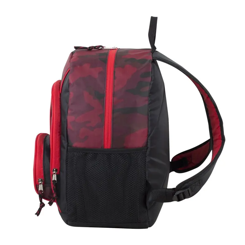 Unisex Triple Pocket Backpack, Red Camoflauge