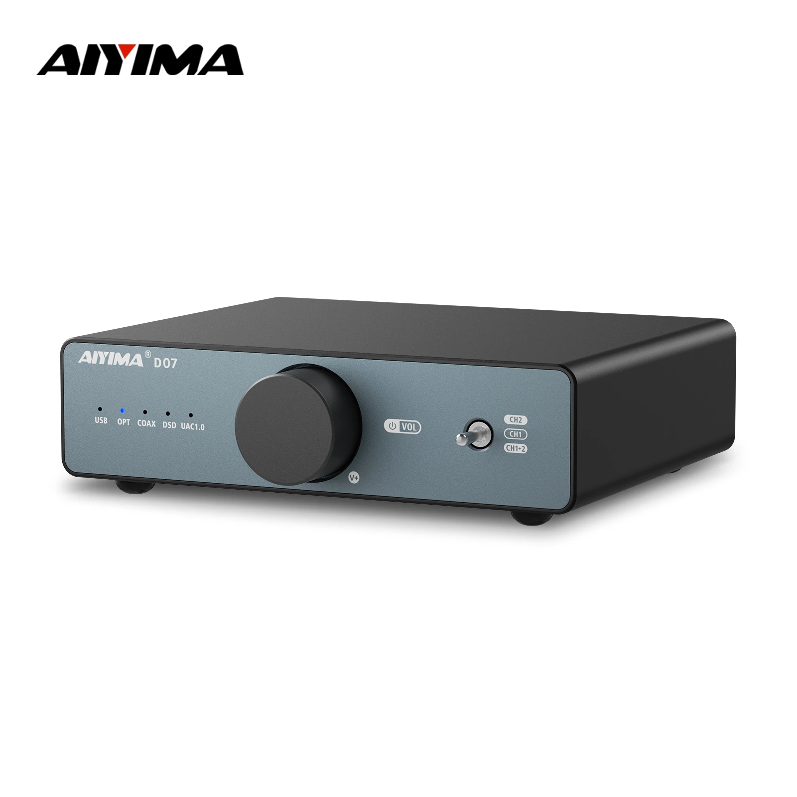 Фото AIYIMA D07 DAC XMOS XU316 AKM 4493S HIFI Миниатюрный настольный декодер PCM 768 кГц/32 бит DSD512 с оптическим/коаксиальным/USB входом и RCA выходом №1