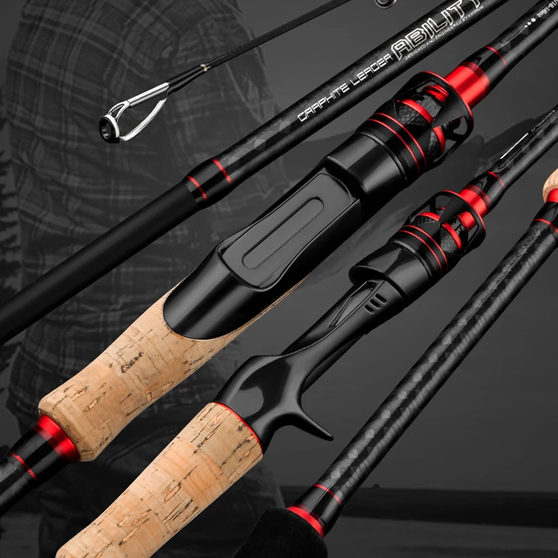 

NEW 1.8/2.1m Powerful ML Fishing Rod Ultra-Light Straight Carbon Fiber Rod Baitcasting Fishing Pole for All Water