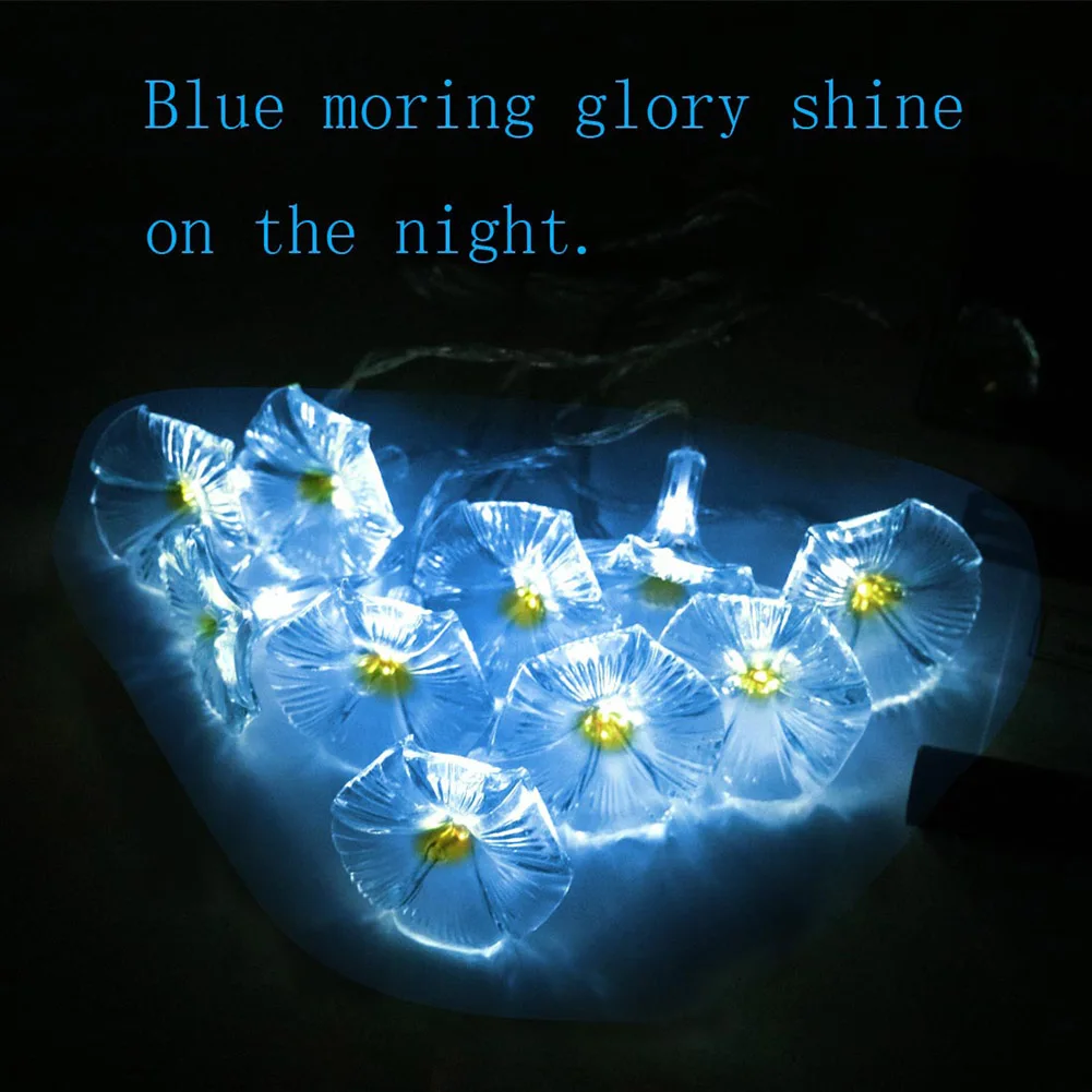 

Solar Powered String Light Waterproof 10LED Morning Glory Flower Fairy Solar Outdoor Decorative String Lights for Gardens Home