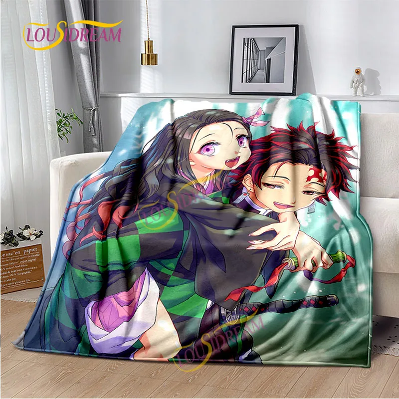 

Мультяшное мягкое фланелевое одеяло, портативное одеяло для рассекания демонов, детский подарок, одеяло с принтом для игры, диванное тонкое...