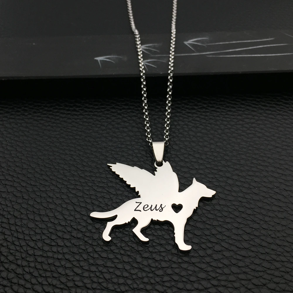 

Personalized German Shepherd Pet Loss Necklace Pet Dog Memorial Animal Angel Dog Loss Necklace Accept Drop Shipping YP6079